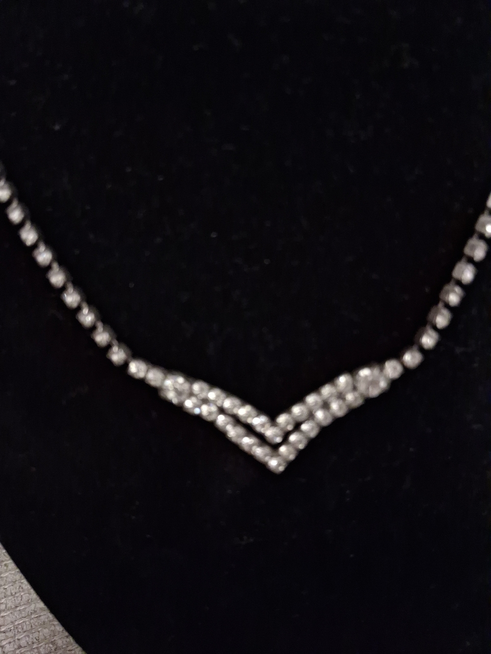 V-Shaped Rhinestone Statement Necklace in Silver - Picture 3 of 3